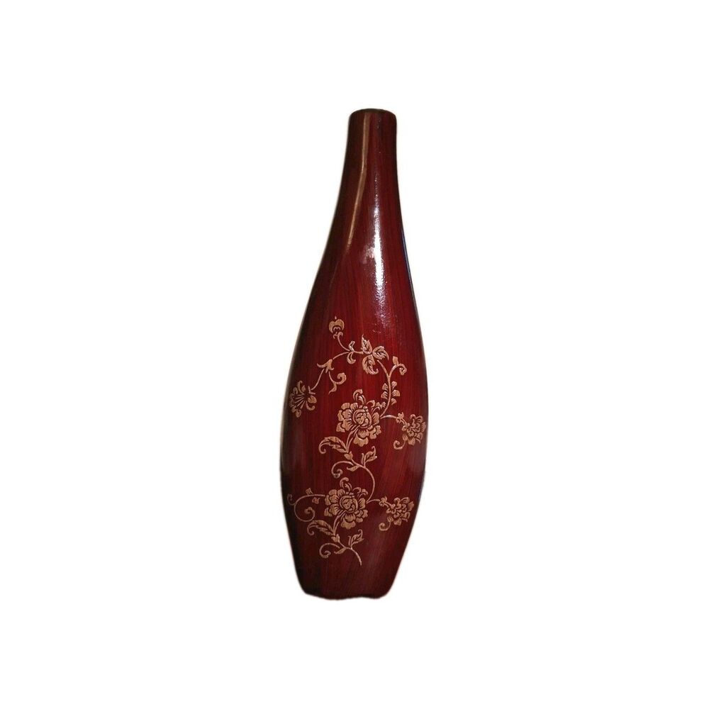 Ceramic Vase Decor Floral Embossed Etching Vintage